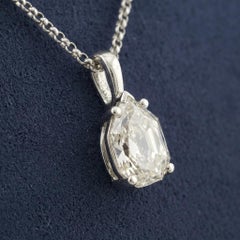 GIA Certified Pear Shape Diamond Solitaire Pendant Necklace