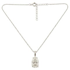 GIA Certified Pear Shape Diamond Solitaire Pendant Necklace