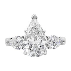 Roman Malakov GIA Certified Pear Shape Diamond Three-Stone Engagement Ring