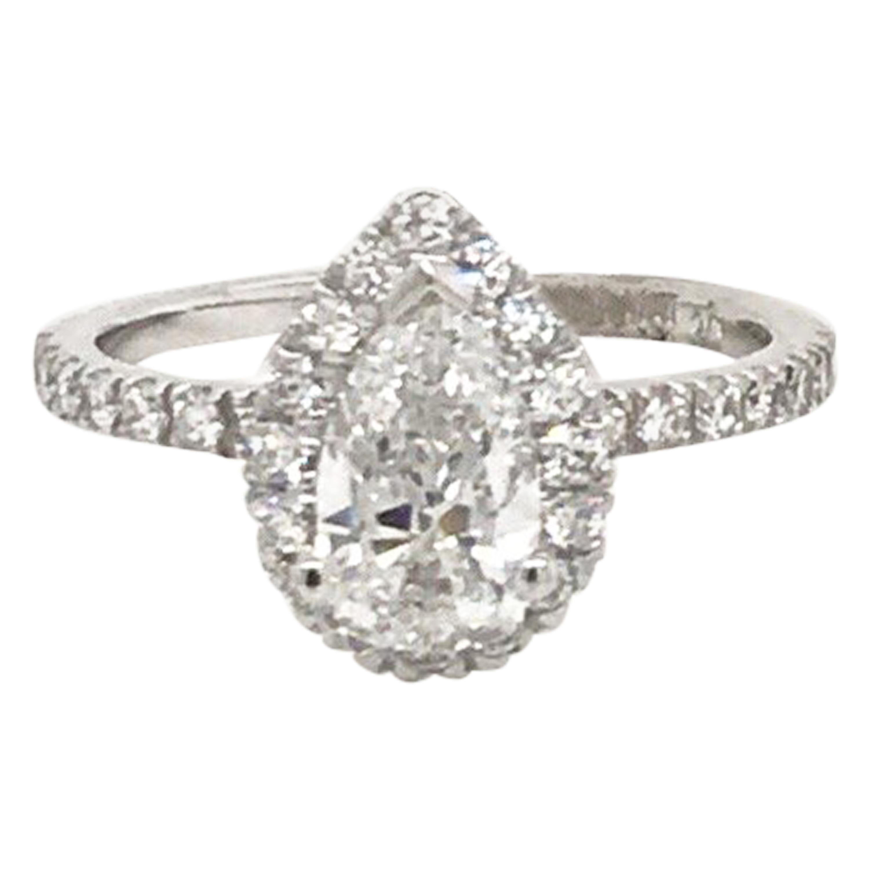 GIA Certified Pear Shape Engagement Ring 1.39 Carat