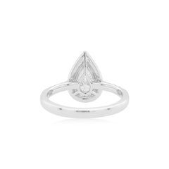 Bague en or 18 carats certifiée GIA en forme de poire, diamant blanc naturel et diamant rose