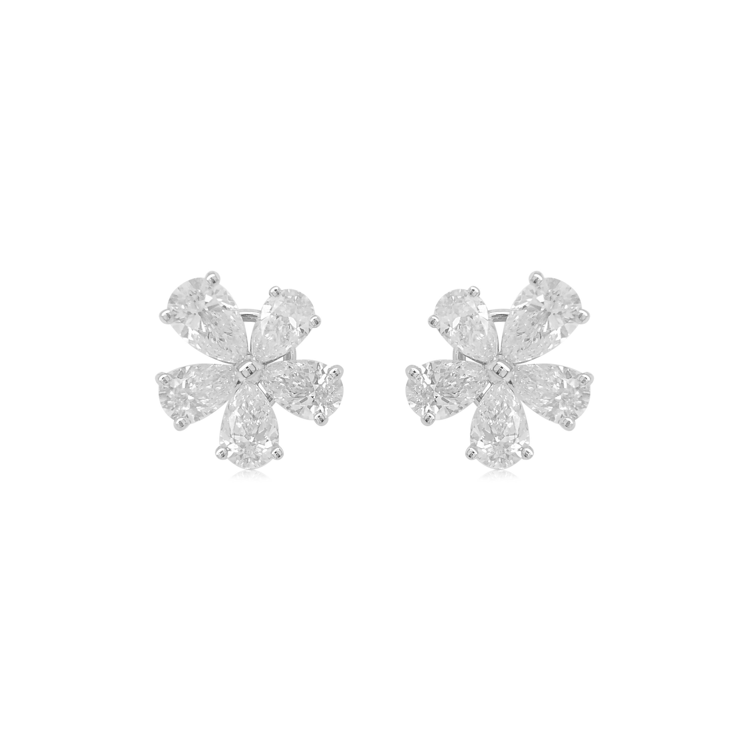 Contemporaneo Orecchino con diamante bianco a forma di pera certificato GIA e diamante rosa in oro 18 carati in vendita