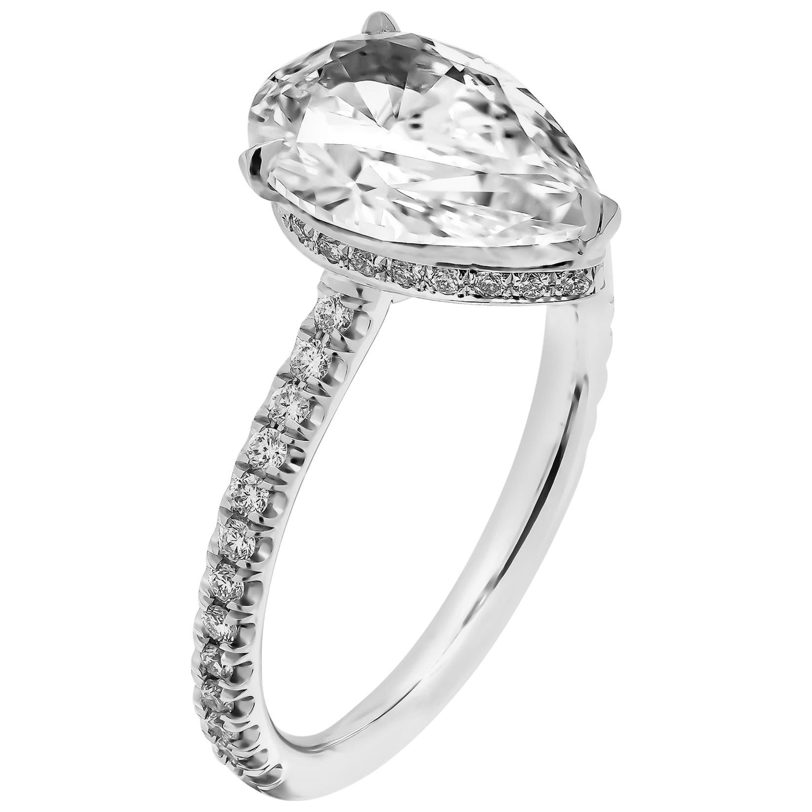 GIA Certified Pear Shaped 2.02 Carat Diamond Ring
