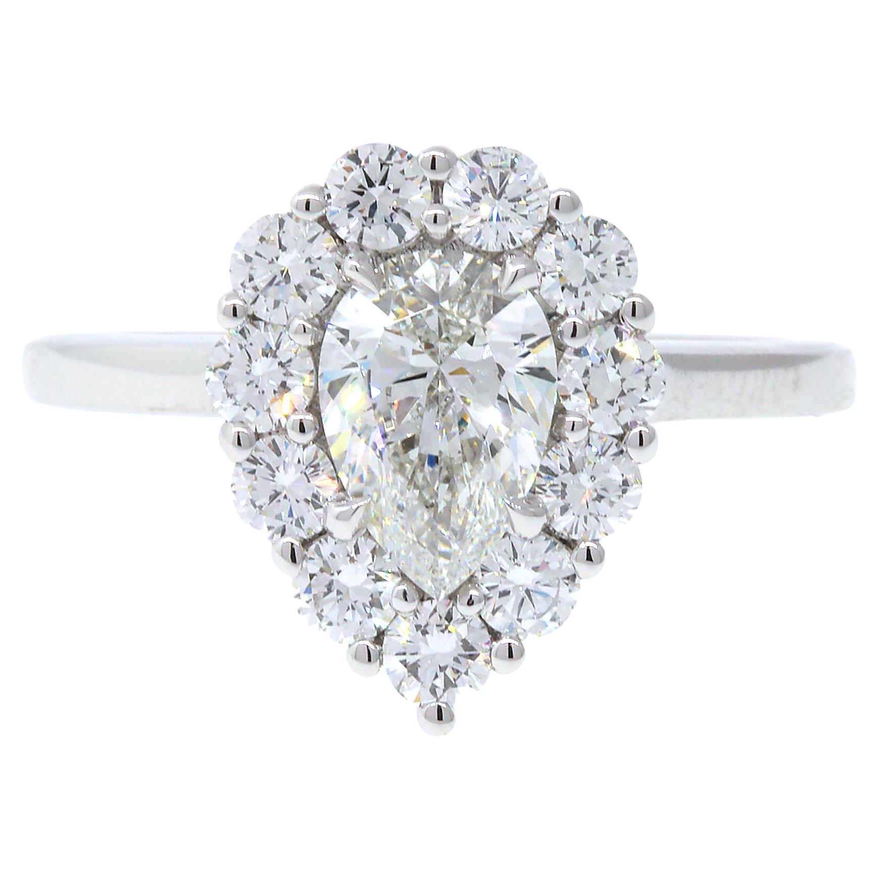 GIA Certified Pear Shaped Diamond Engagement Ring For Sale