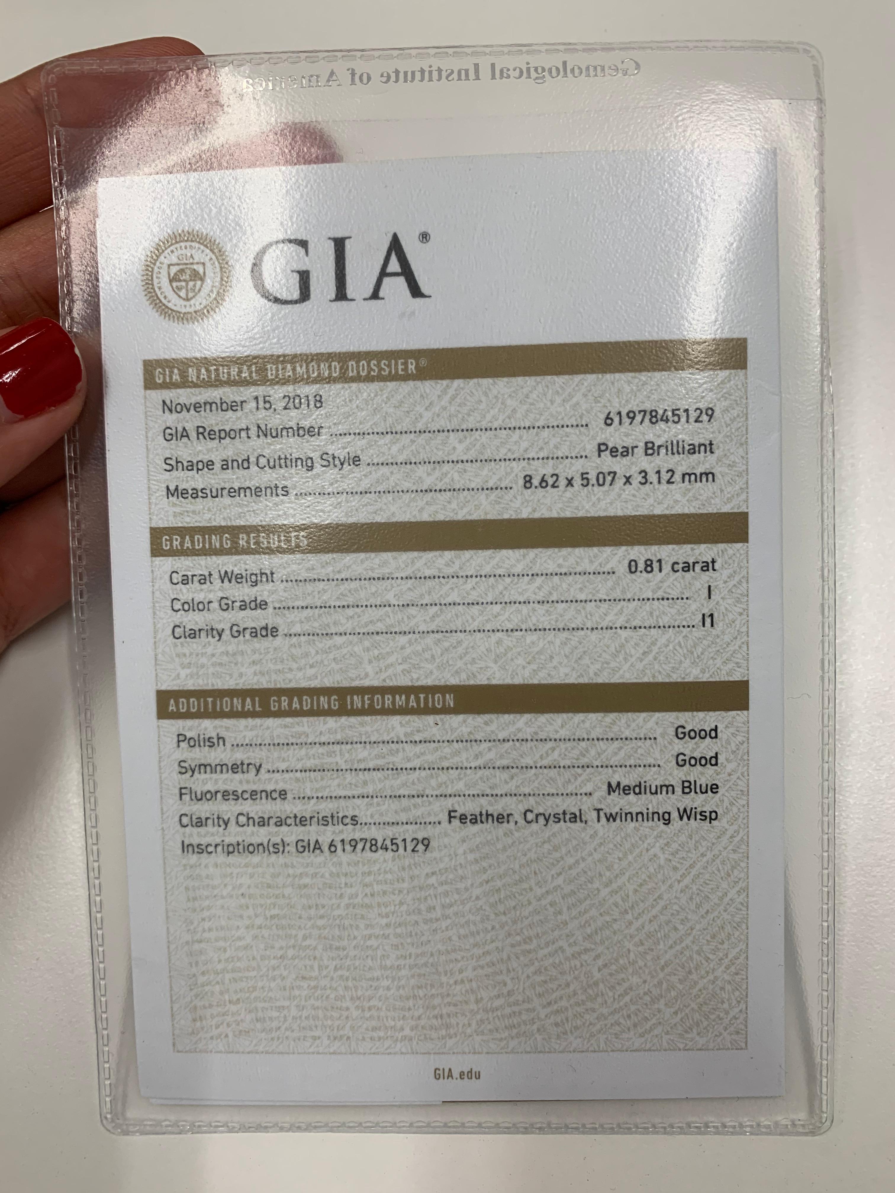 GIA-zertifizierter birnenförmiger Diamant-Anhänger Halskette Damen