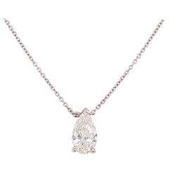 GIA Certified Pear Shaped Diamond Pendant Necklace