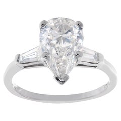 Vintage GIA Certified pear shaped diamond ring w/ 2.08 carat diamond