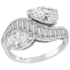 GIA Certified Pear Shaped Diamonds Platinum Ring