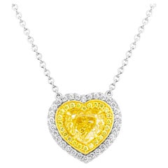 GIA Certified Pendant with 3.51ct Fancy Light Yellow Heart Shape