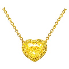 GIA Certified Pendant with 5.00ct Fancy Light Yellow Heart Shape Diamond