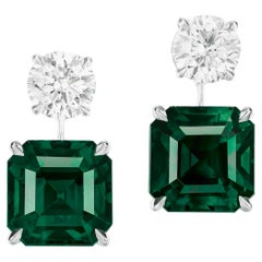 Clous d'oreilles Perfect Match Minor Oil 15,13 diamant émeraude verte certifiée GIA