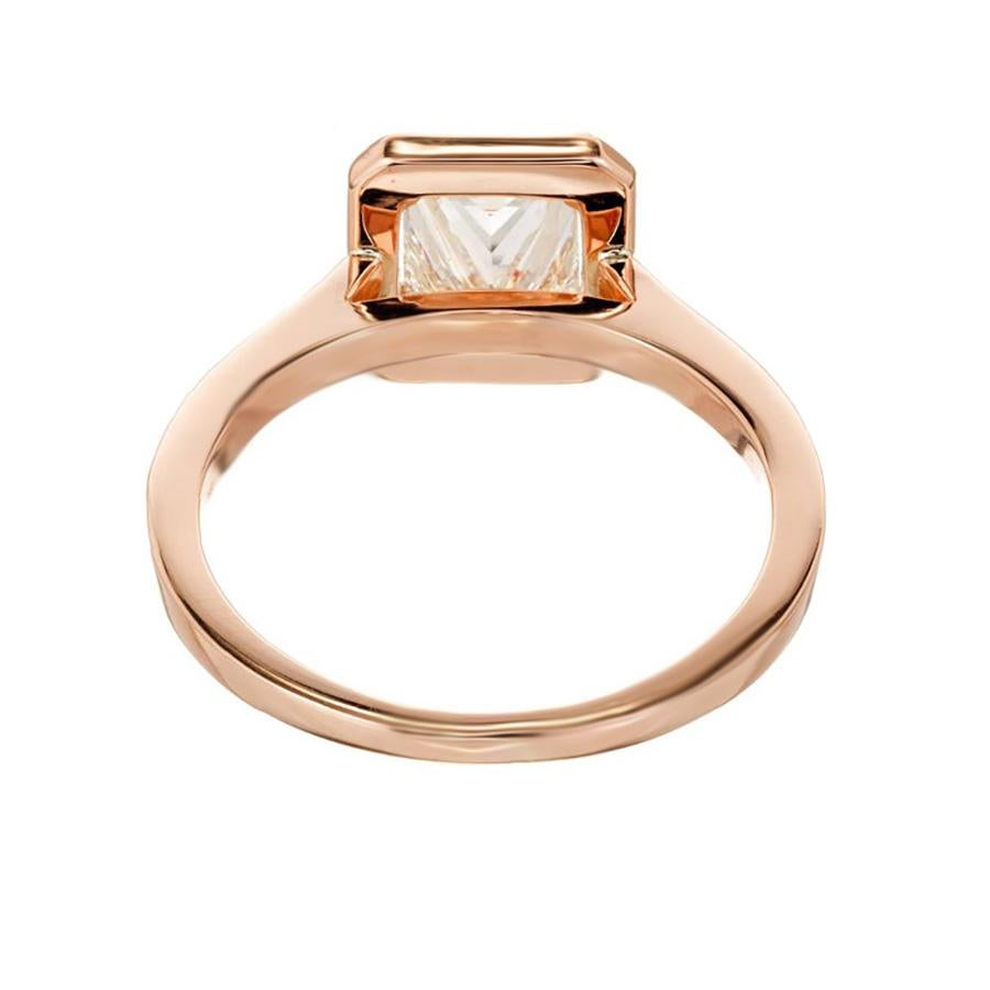 Peter Suchy GIA Certified 1.00 Carat Diamond Halo Rose Gold Engagement Ring For Sale 1
