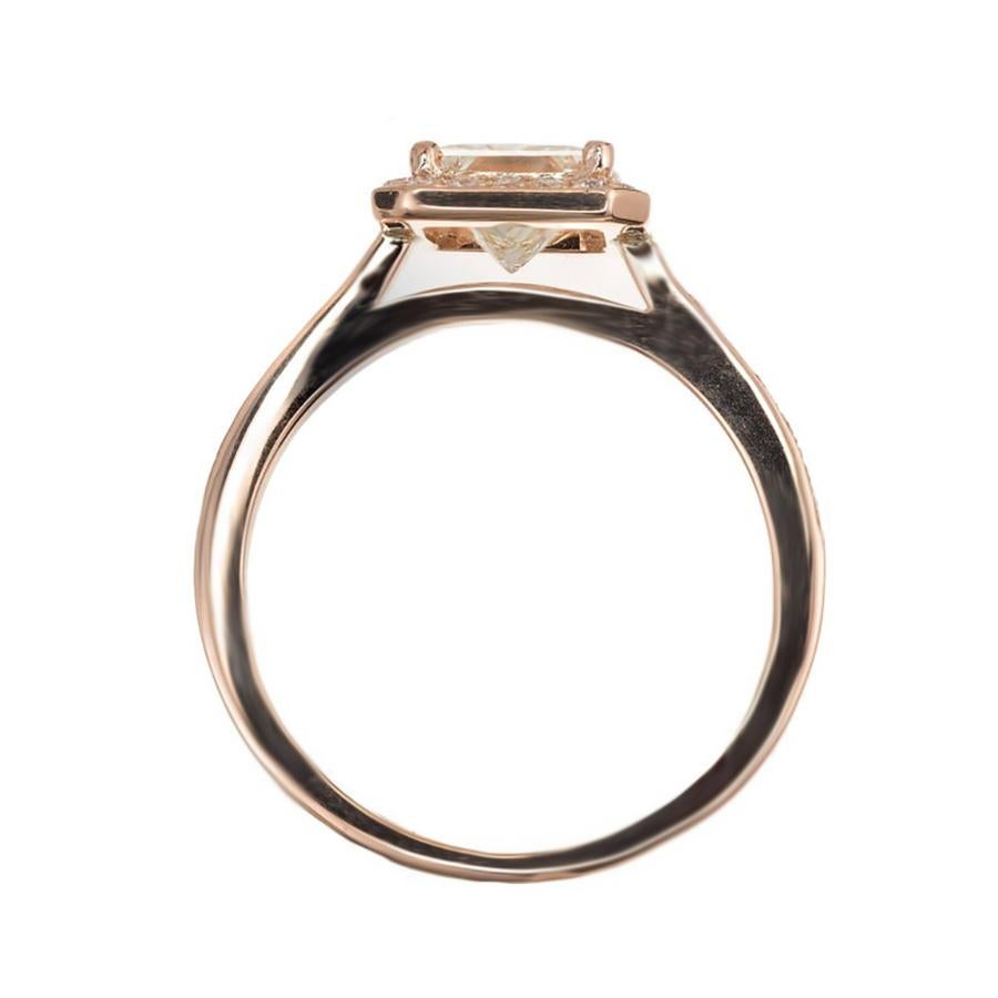 Peter Suchy GIA Certified 1.00 Carat Diamond Halo Rose Gold Engagement Ring For Sale 3