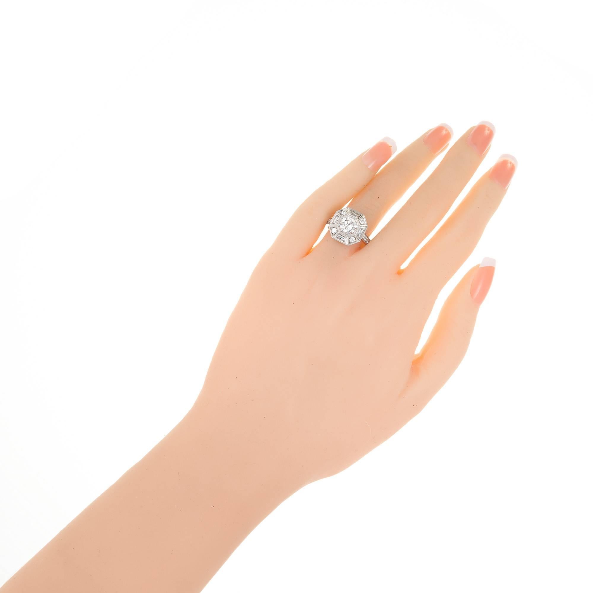 GIA Certified Peter Suchy 1.26 Carat Diamond Octagonal Platinum Engagement Ring 1