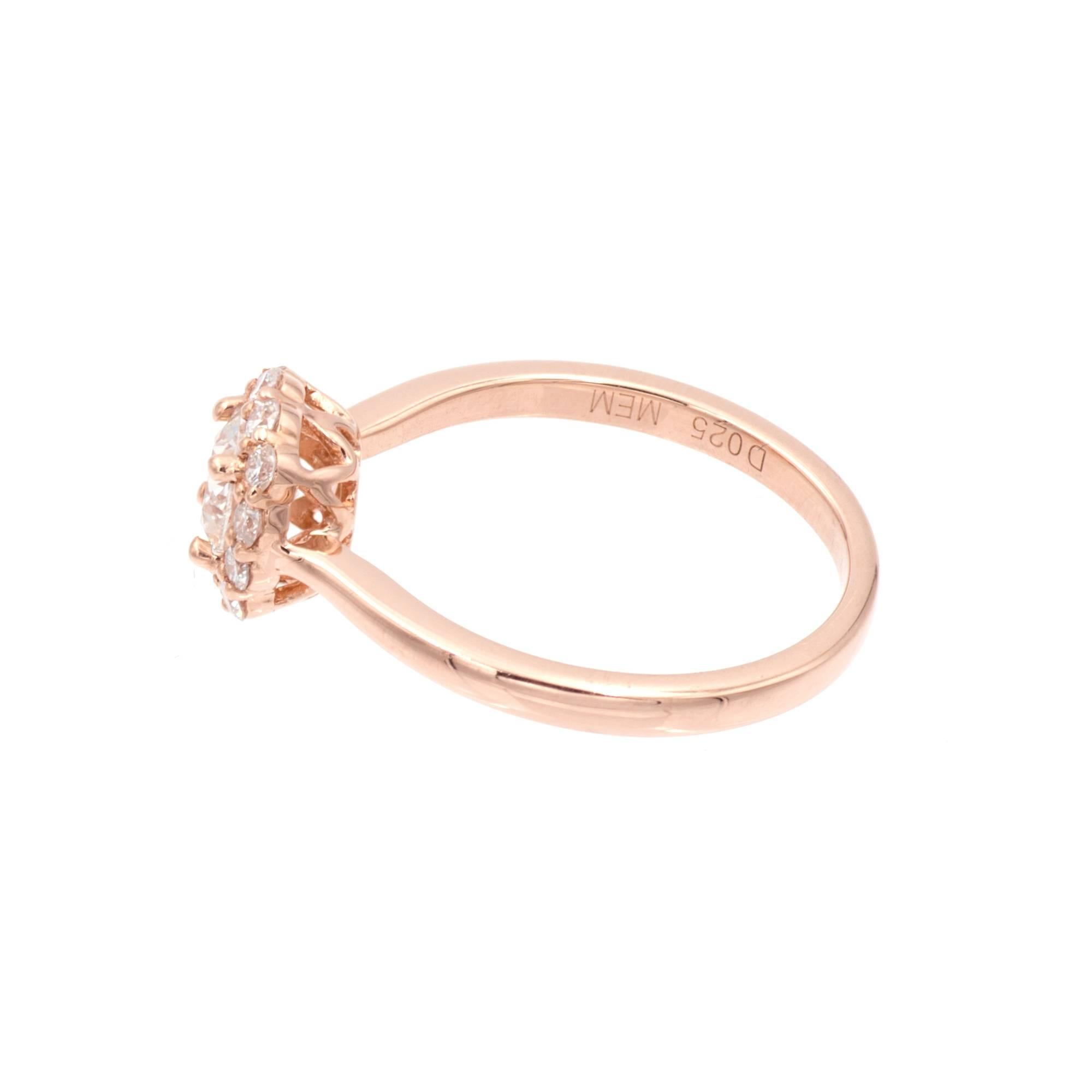Bague de fiançailles Peter Suchy en or rose avec halo de diamants, certifiée GIA Bon état - En vente à Stamford, CT