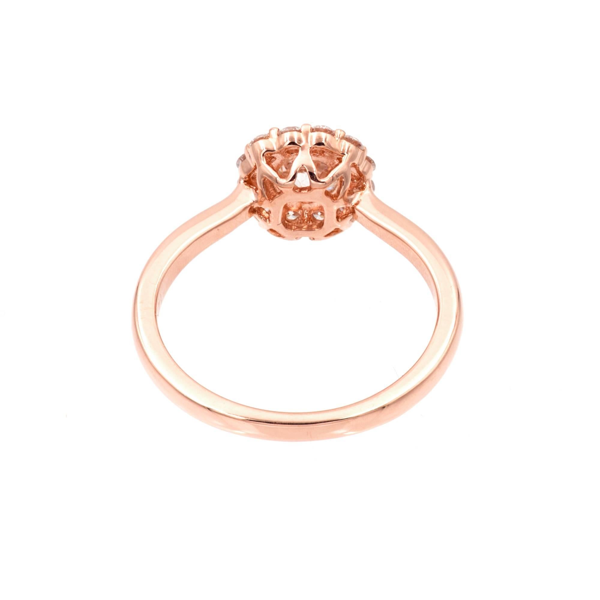 Women's GIA Certified Peter Suchy Diamond Halo Rose Gold Engagement Ring For Sale