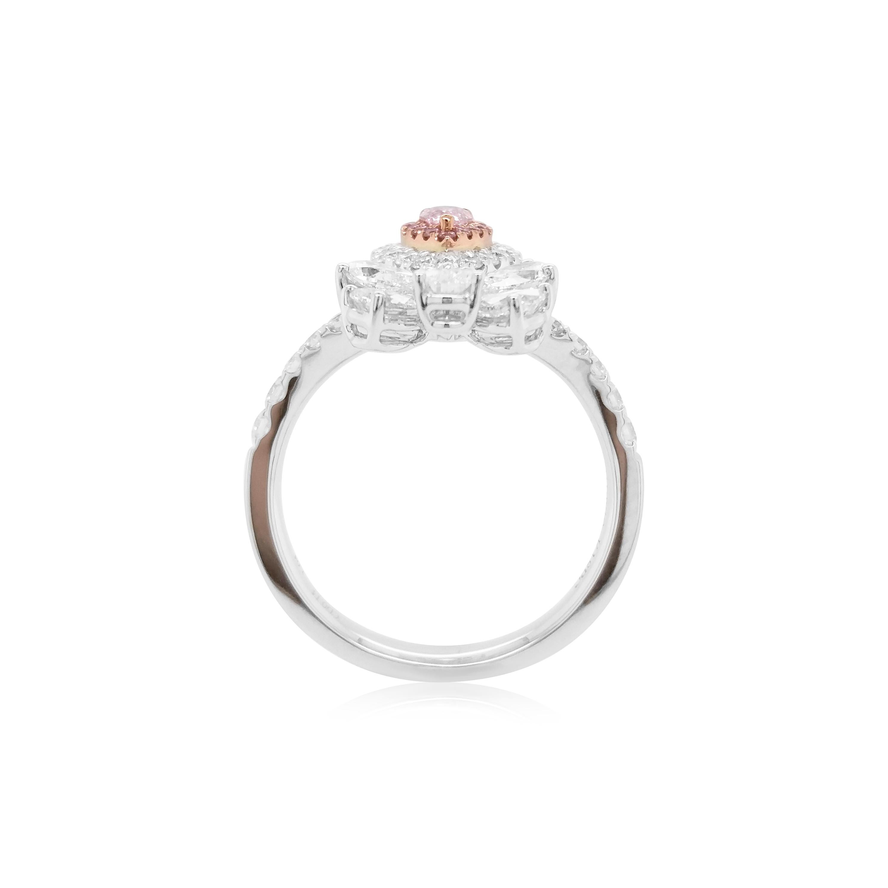 Contemporary GIA Certified Pink Diamond 18K Gold Cocktail Ring For Sale