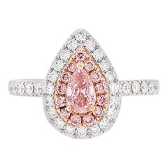 GIA Certified Pink Diamond and White Diamond in 18 Karat Engagement Ring