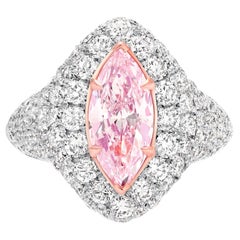 GIA Certified Pink Diamond Cocktail Ring Diamond Halo 3,8 Karat insgesamt 18K Gold