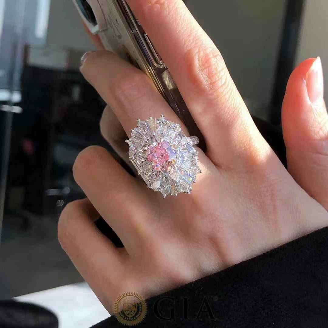 For Sale:  GIA Certified Pink Diamond Convertible Cocktail Ring in 18K White Gold 2