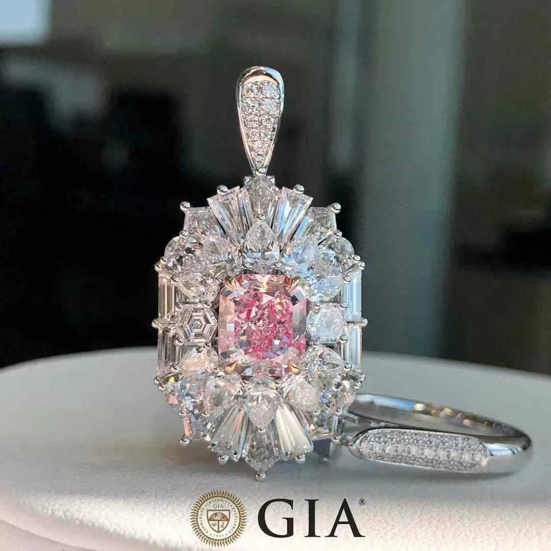 For Sale:  GIA Certified Pink Diamond Convertible Cocktail Ring in 18K White Gold 4