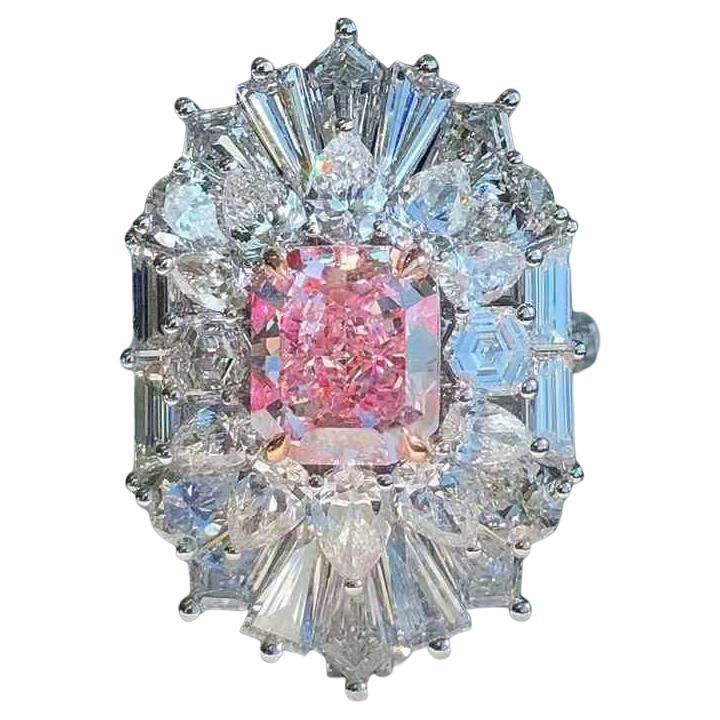 For Sale:  GIA Certified Pink Diamond Convertible Cocktail Ring in 18K White Gold