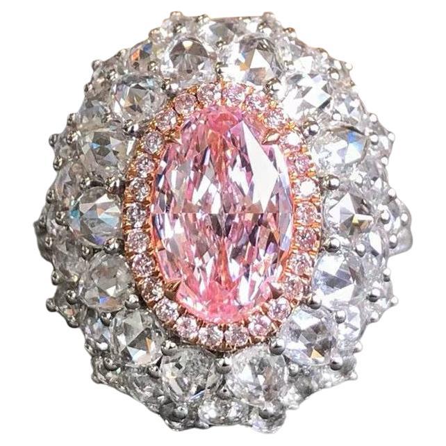 En vente :  Bague de fiançailles cocktail en diamant rose certifié GIA - Eze Jewelry