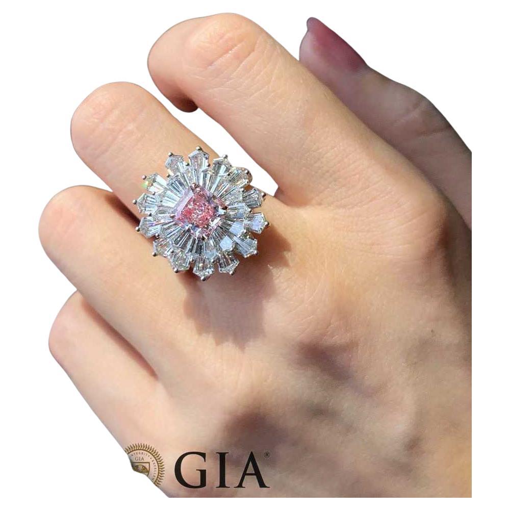 For Sale:  GIA Certified Pink Diamond Halo Cocktail Ring - Eze Jewelry 2