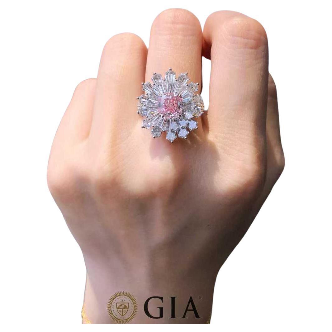 For Sale:  GIA Certified Pink Diamond Halo Cocktail Ring - Eze Jewelry 3