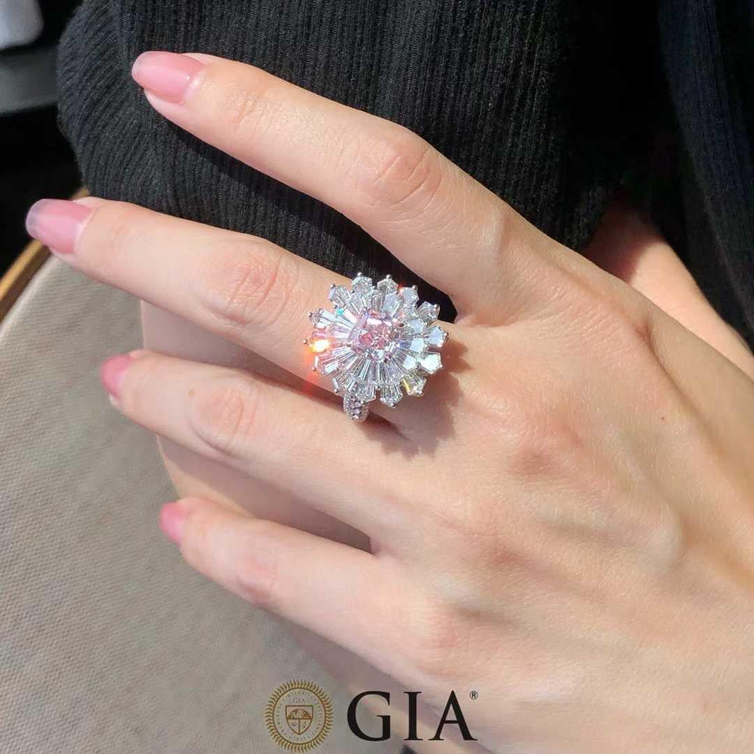 For Sale:  GIA Certified Pink Diamond Halo Cocktail Ring - Eze Jewelry 4