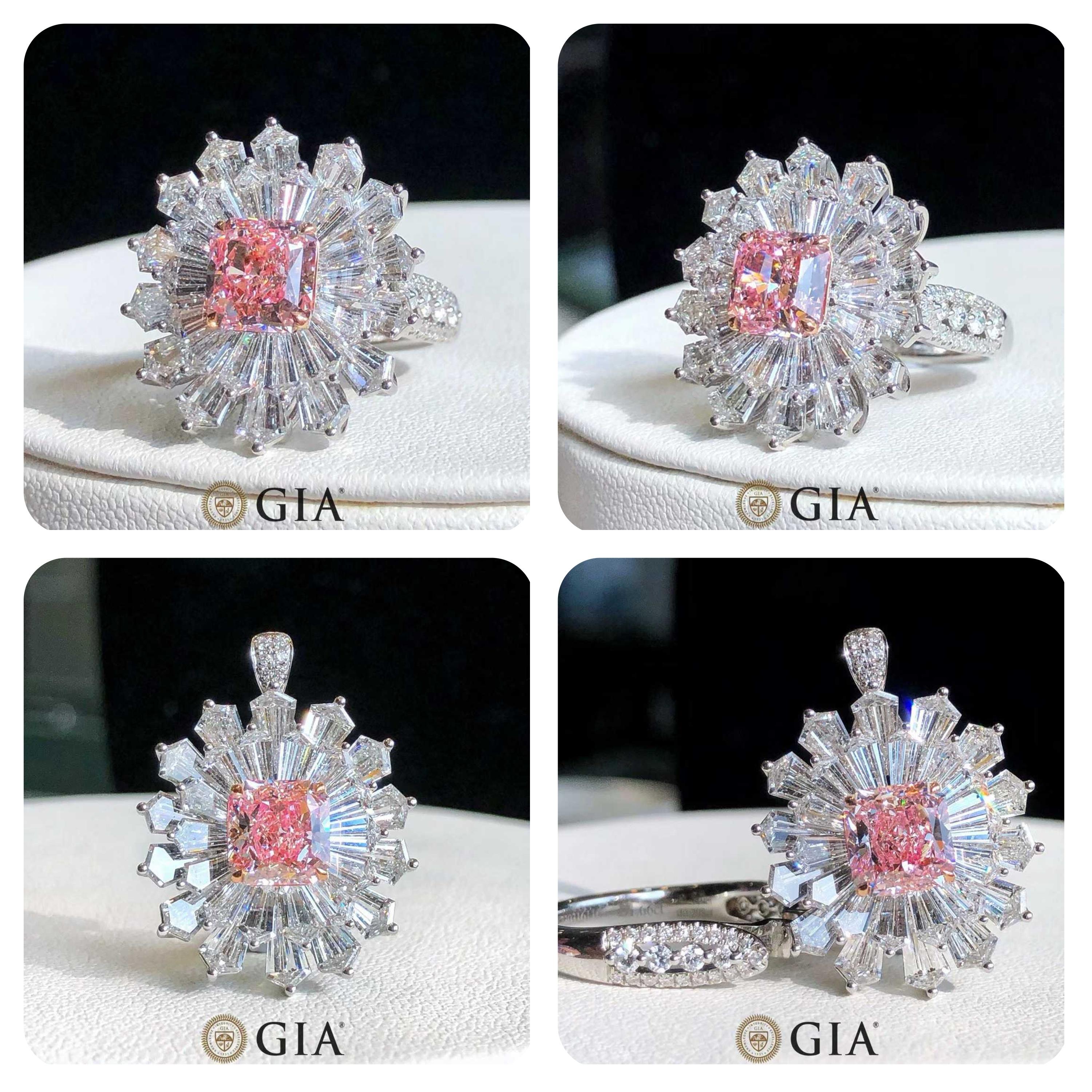 For Sale:  GIA Certified Pink Diamond Halo Cocktail Ring - Eze Jewelry 8