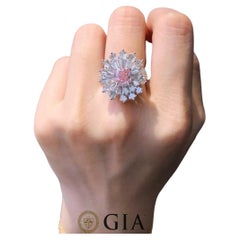 GIA Certified Pink Diamond Halo Cocktail Ring - Eze Jewelry