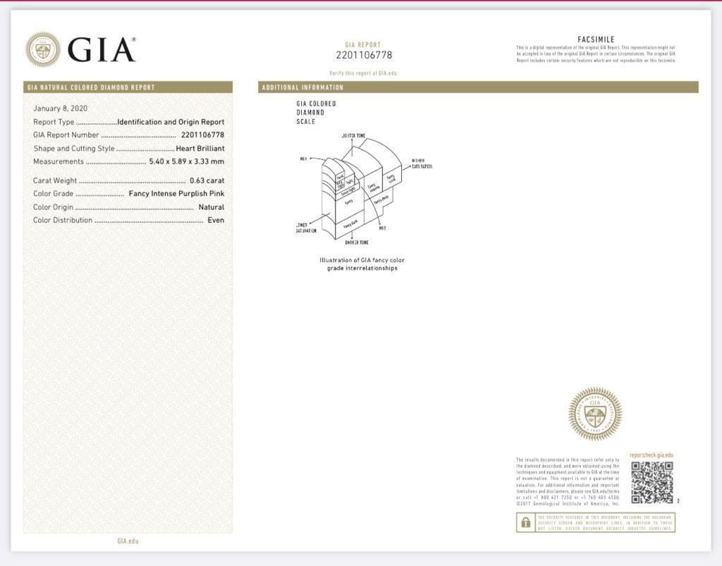 GIA-zertifizierter rosafarbener Diamant-Anhänger in Herzform Halskette Damen