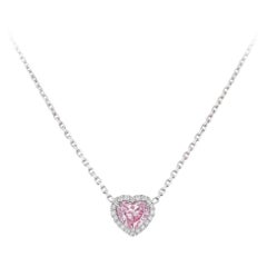 GIA-zertifizierter rosafarbener Diamant-Anhänger in Herzform Halskette