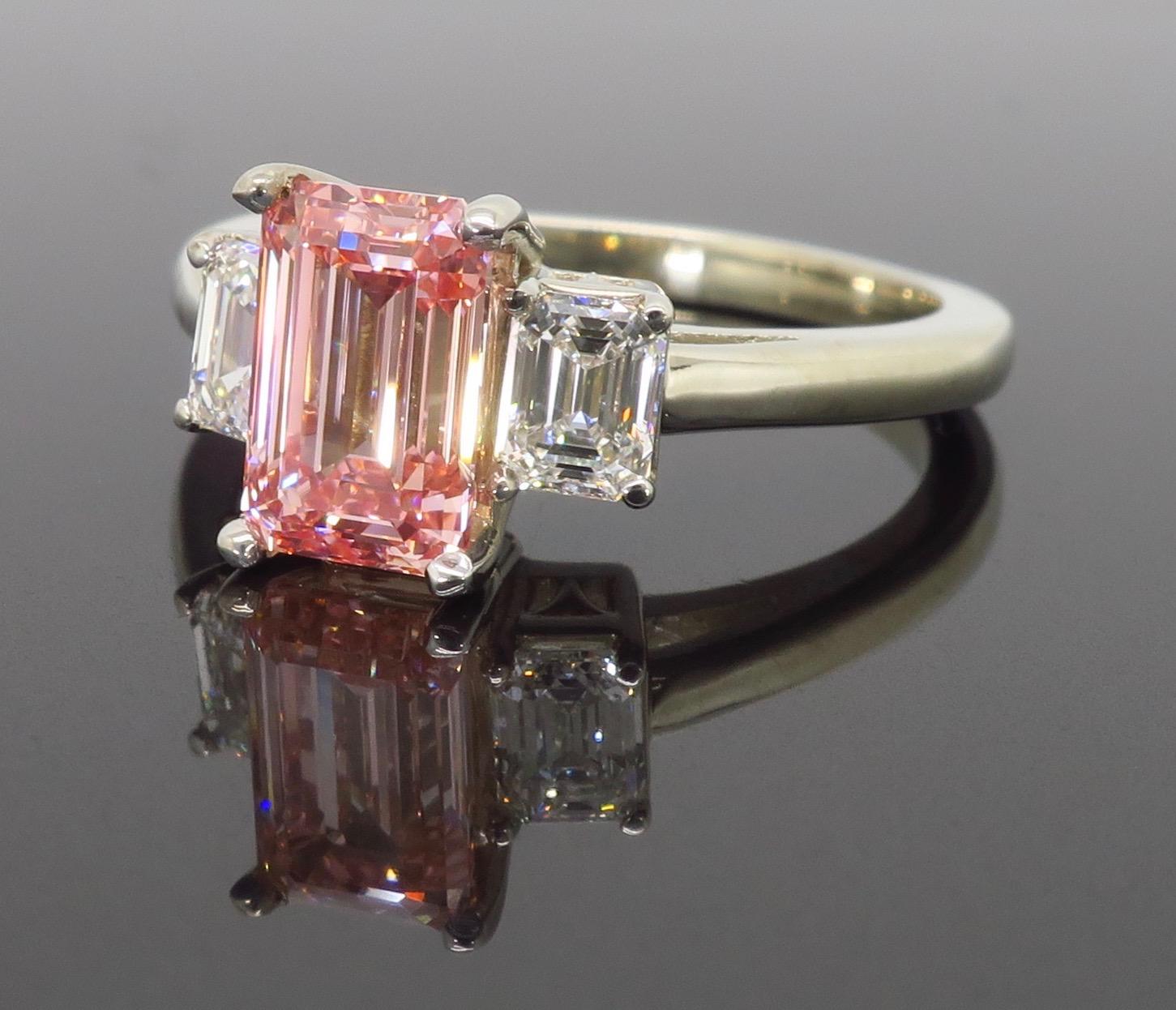 pink diamond emerald cut ring