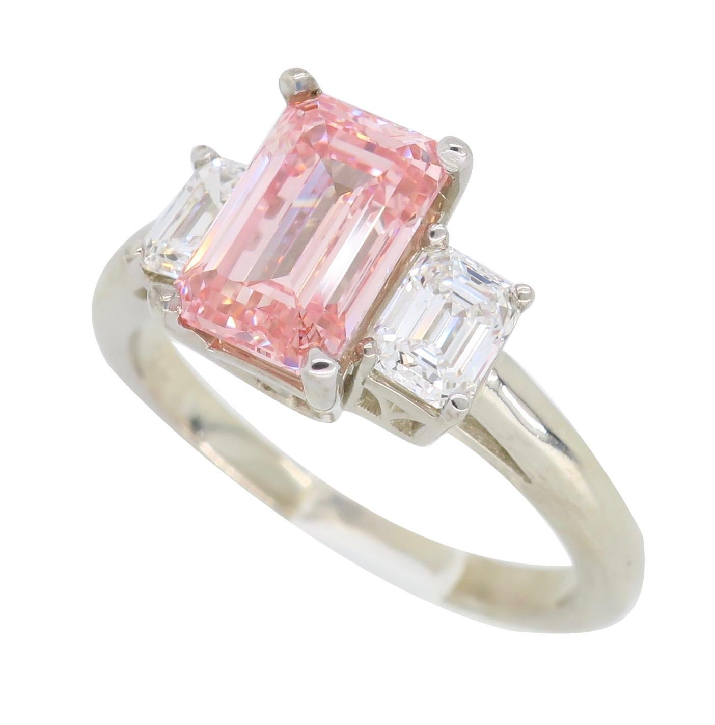 Women's GIA Certified Pink Diamond Three-Stone Ring