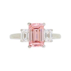 GIA Certified Pink Diamond Three-Stone Ring