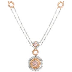 GIA Certified Pink Diamond White Diamond Gold Necklace