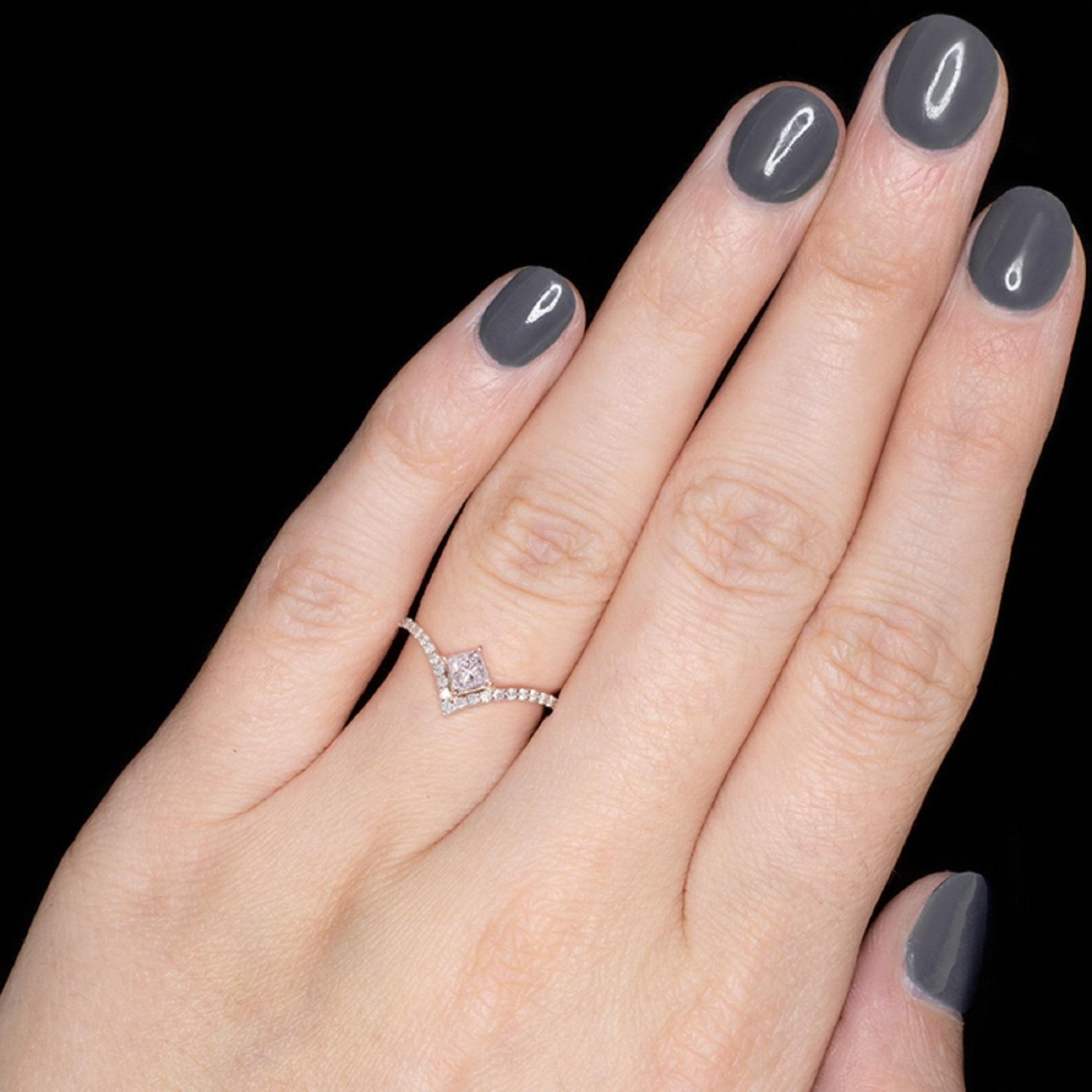 Modern GIA Certified Fancy Purplish Pink Diamond  Ring