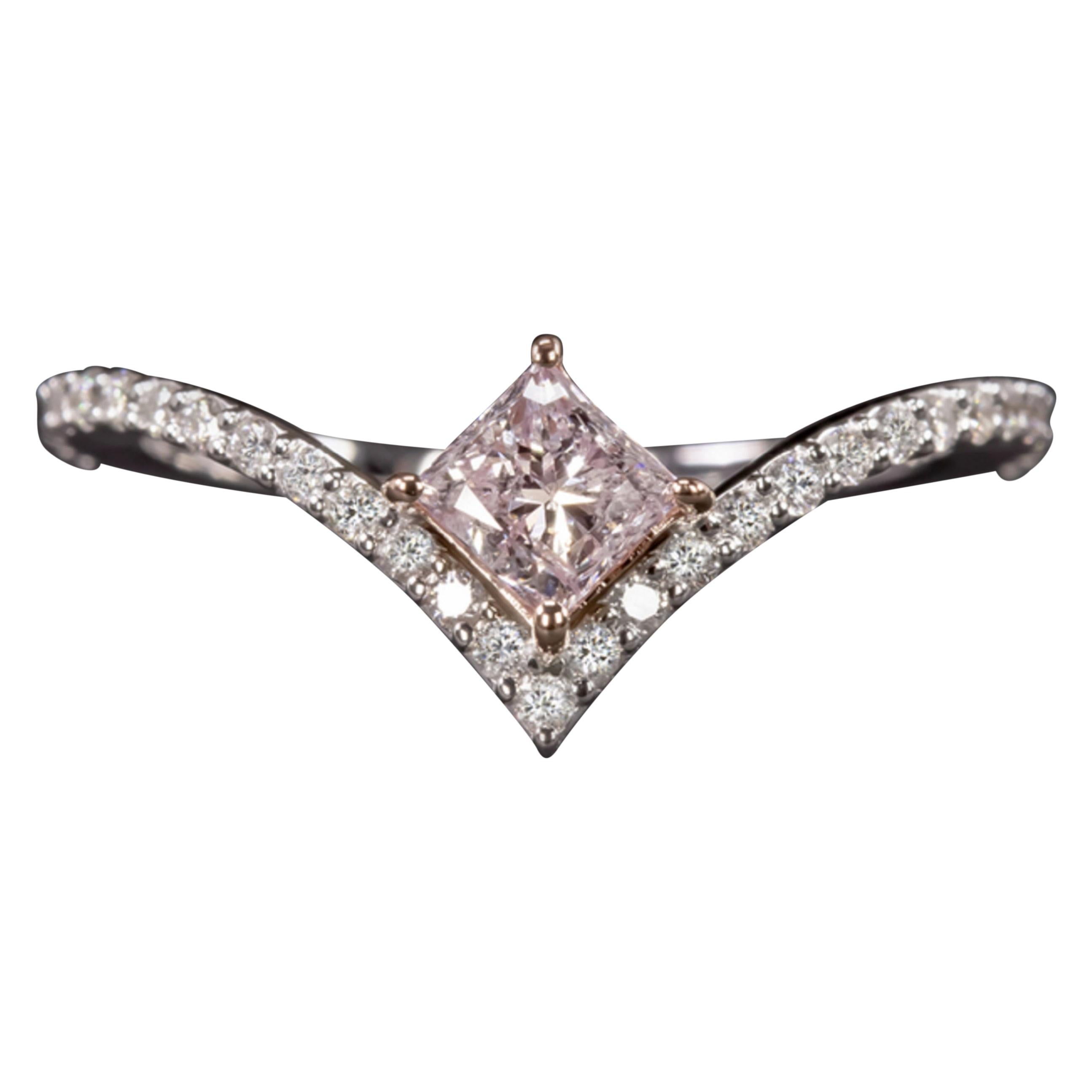 GIA Certified Pink Purple Diamond Pink Gold Ring