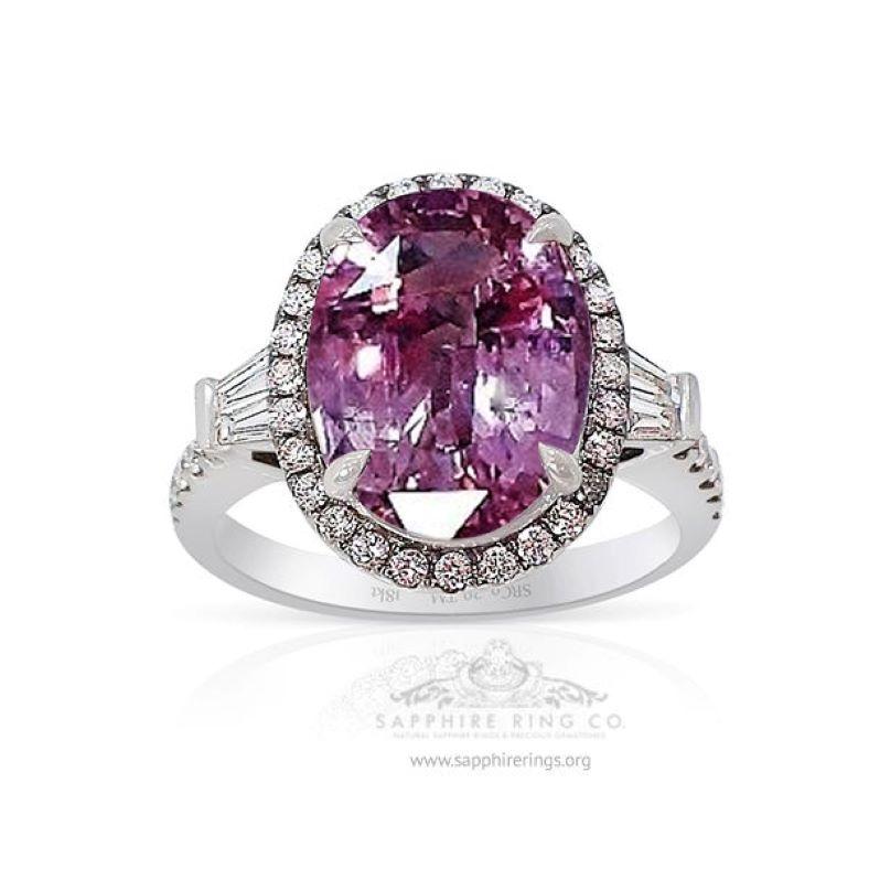 GIA Certified Pink Sapphire Ring, 5.52 Carat Unheated Sapphire 18kt In New Condition For Sale In Tampa, FL