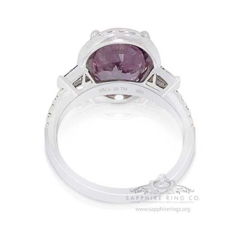 GIA Certified Pink Sapphire Ring, 5.52 Carat Unheated Sapphire 18kt For Sale 3