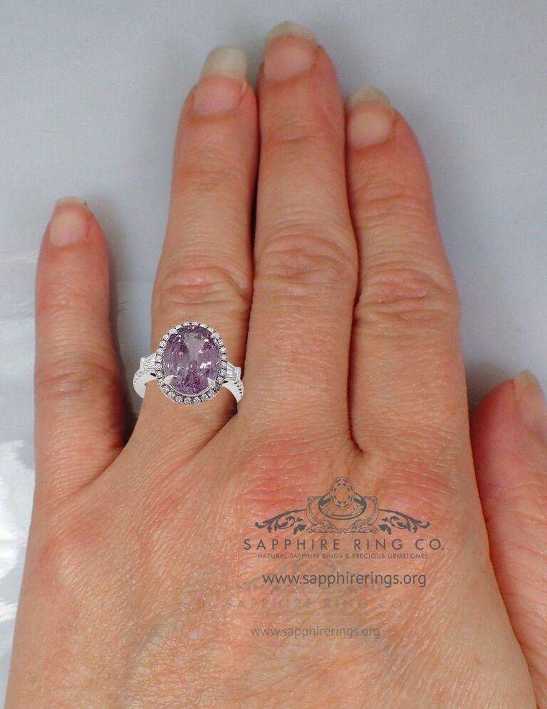 GIA Certified Pink Sapphire Ring, 5.52 Carat Unheated Sapphire 18kt For Sale 3