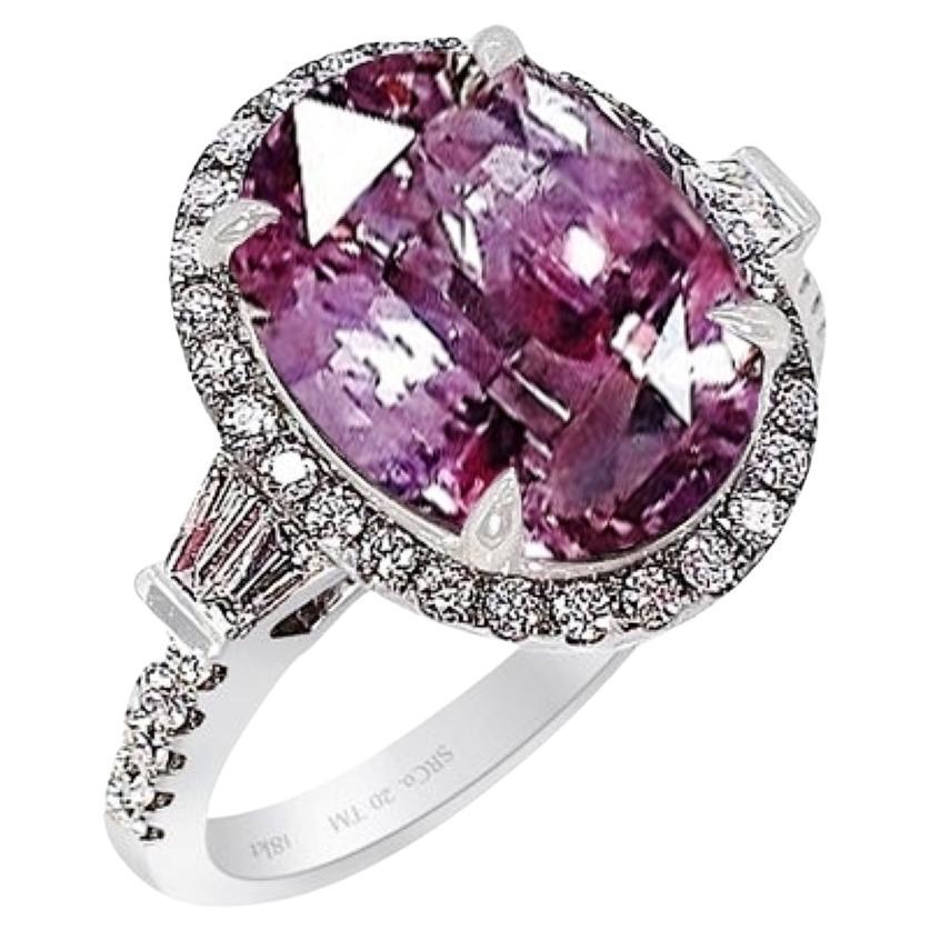 GIA Certified Pink Sapphire Ring, 5.52 Carat Unheated Sapphire 18kt For Sale