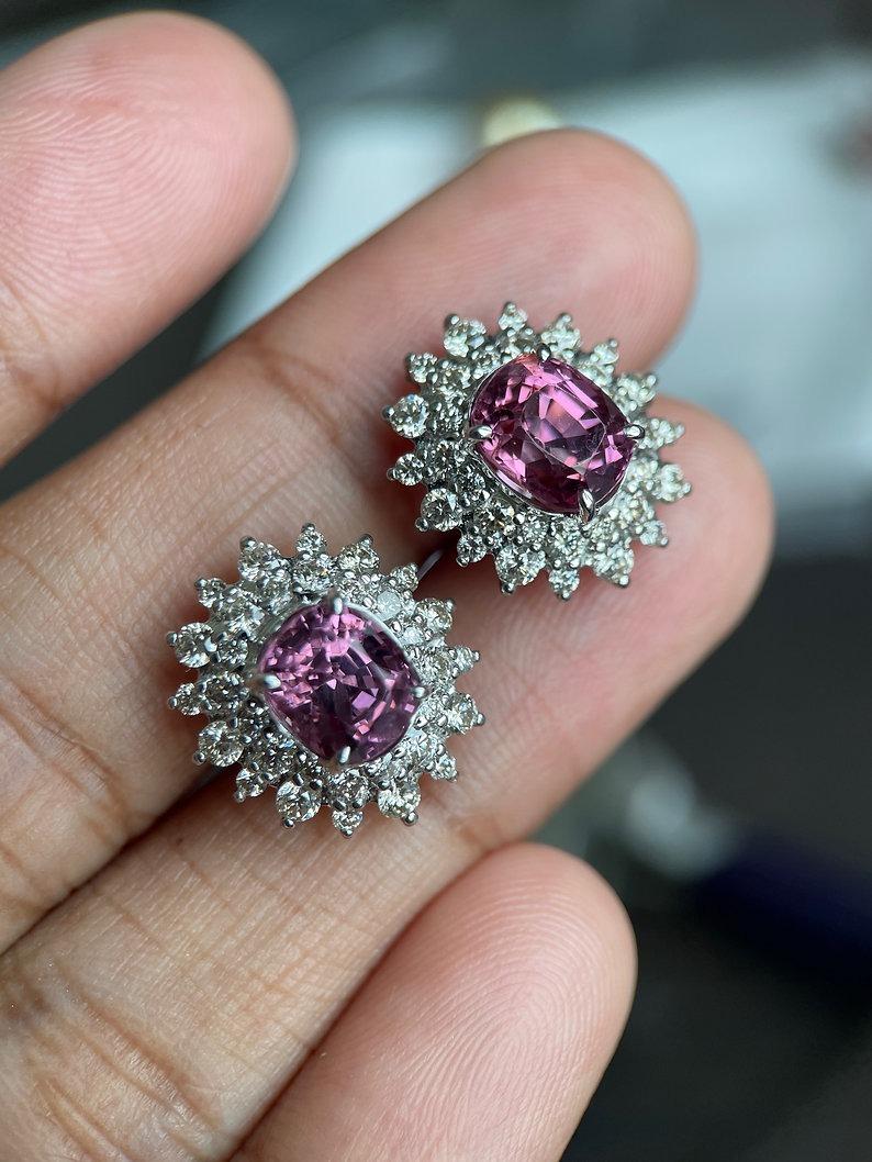 Art Deco GIA Certified Pink Spinels Earring For Sale