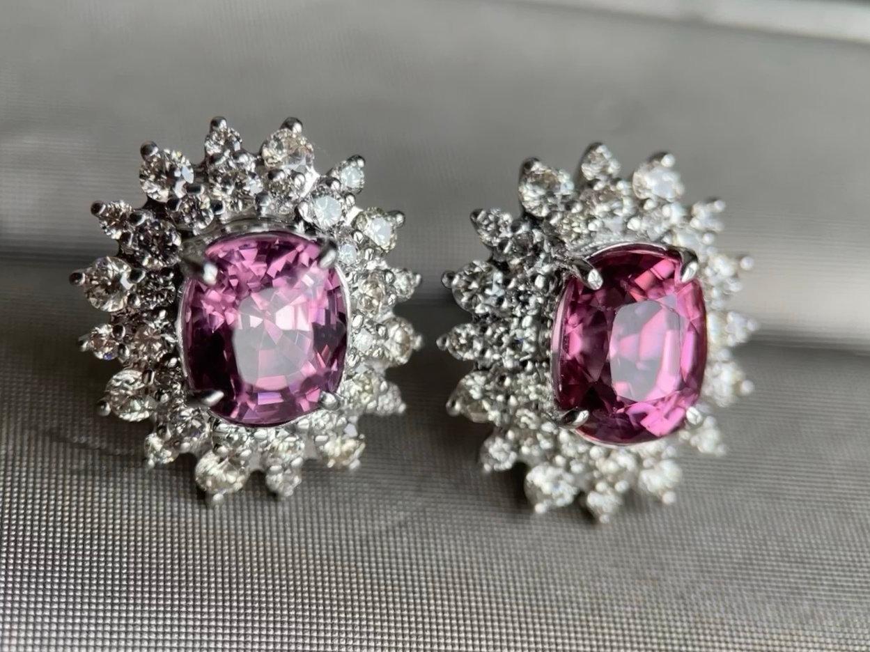 Oval Cut GIA Certified Pink Spinels Earring For Sale