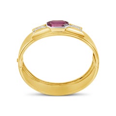 GIA Certified 10.50 Carats Octagonal Pink Tourmaline Bangle Bracelet in Two-Tone