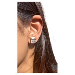 Issac Nussbaum GIA Certified Platinum 10.19 Carat Square Emerald Cut Earrings.
