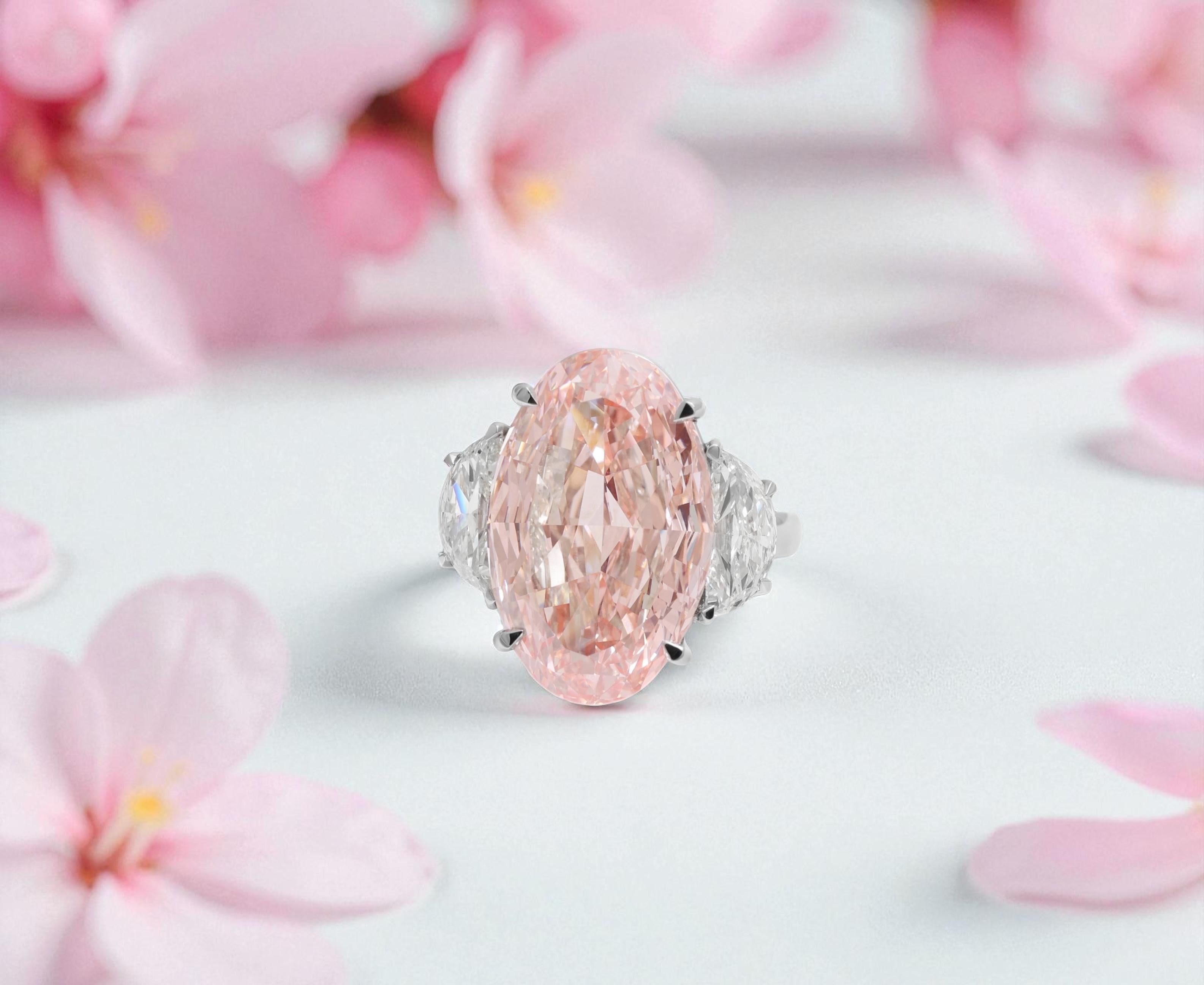 GIA Certified Platinum 15 Carat Fancy Intense Enhanced Pink Diamond Ring (bague en platine certifié GIA de 15 carats) en vente 5