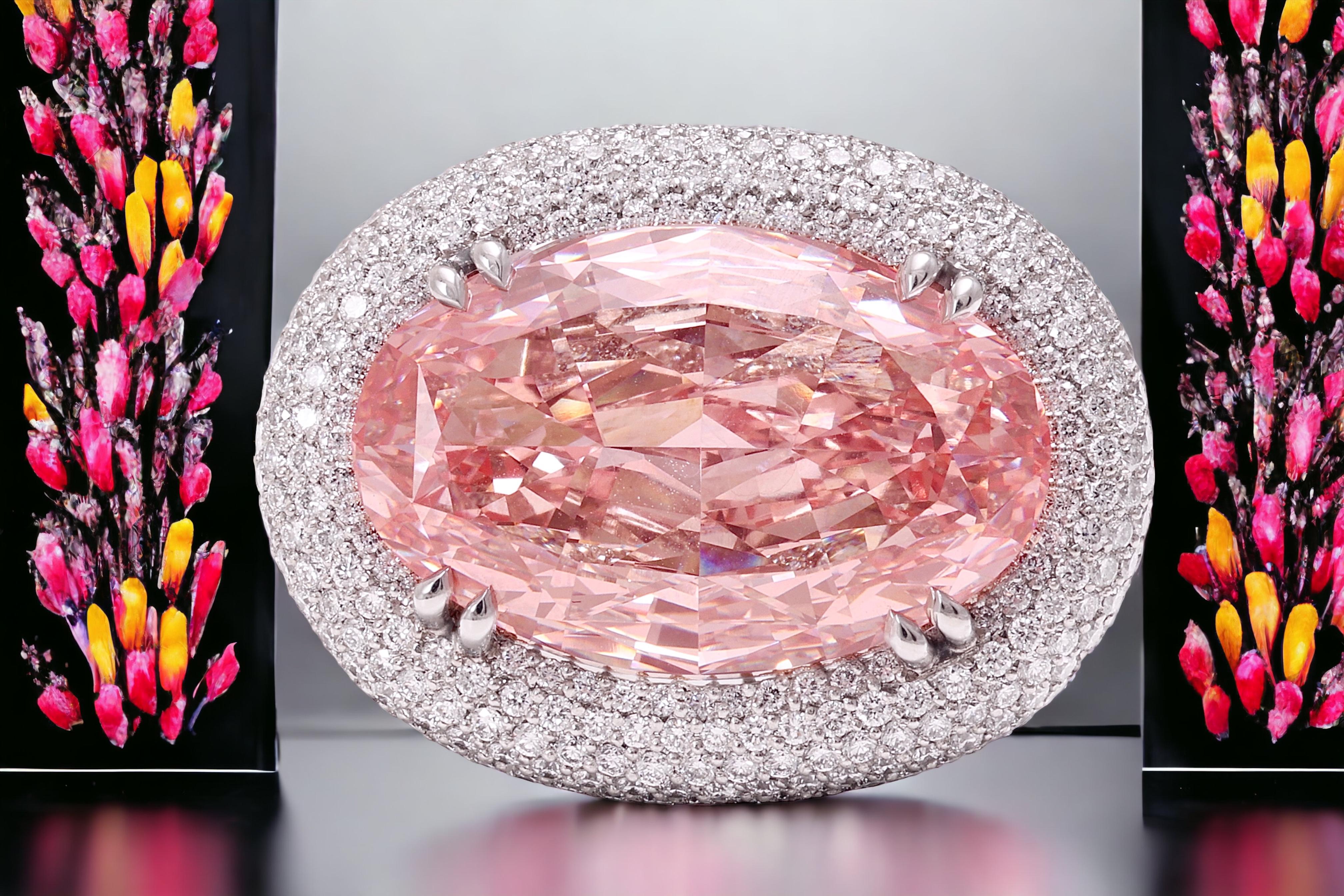 GIA Certified Platinum 15 Carat Fancy Intense Enhanced Pink Diamond Ring  For Sale 6